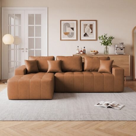 Modern Sleeper Sofa in Faux Leather