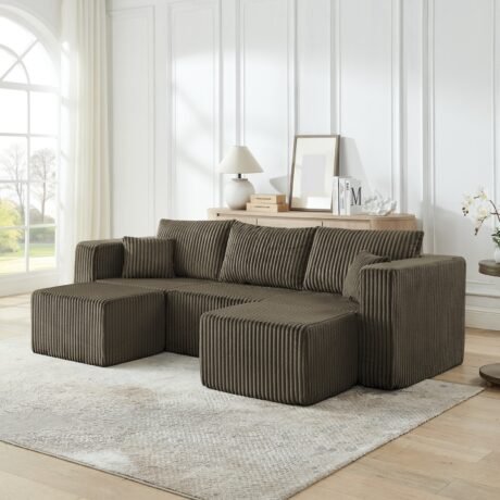 Modern Modular Sectional in Corduroy
