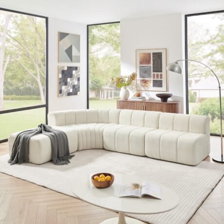 Curved Modular Sectional in Chenille