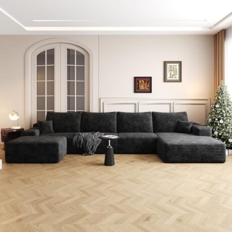 135" Oversized U-Shaped Sectional in Corduroy