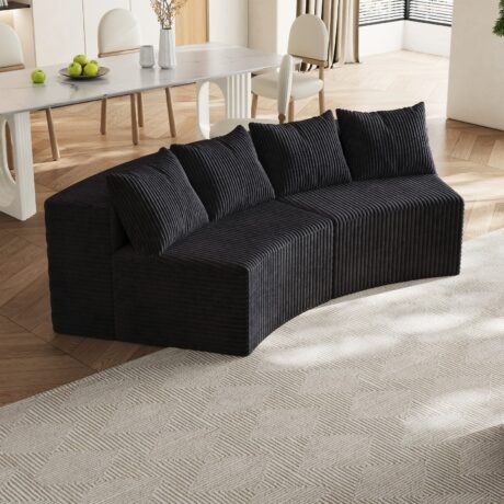 Curved Modular Sectional in Corduroy