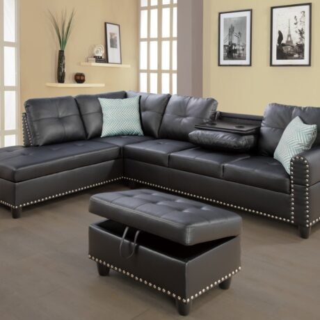 Modern L-Shaped Sectional in Faux Leather