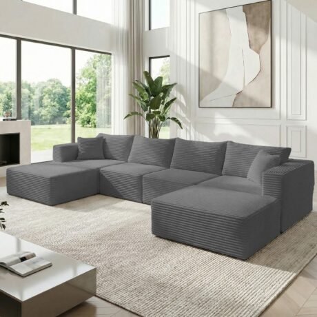 150" Oversized U-Shaped Sectional in Corduroy