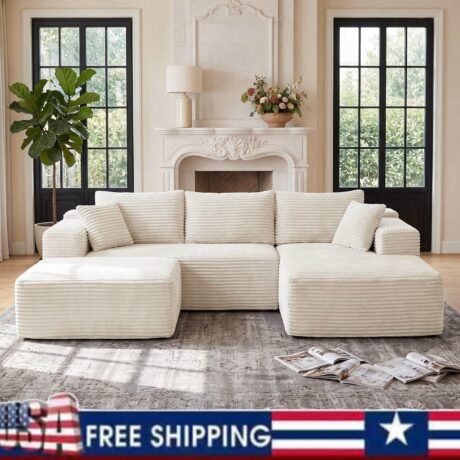 109" Cloud U-Shaped Sectional in Corduroy
