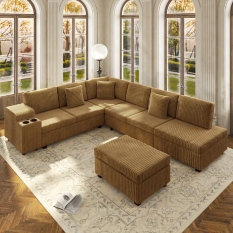 Modern Sleeper Sofa with Ottoman