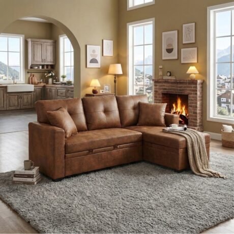 Modern Sleeper Sofa with Reversible Chaise