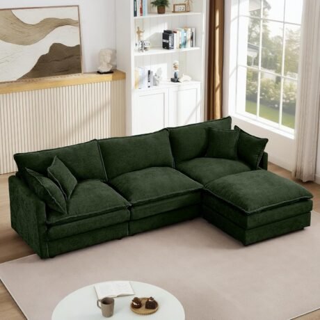 105" Deep-Seat L-Shaped Sectional in Chenille