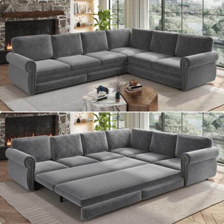 Oversized Sleeper Sofa in Chenille