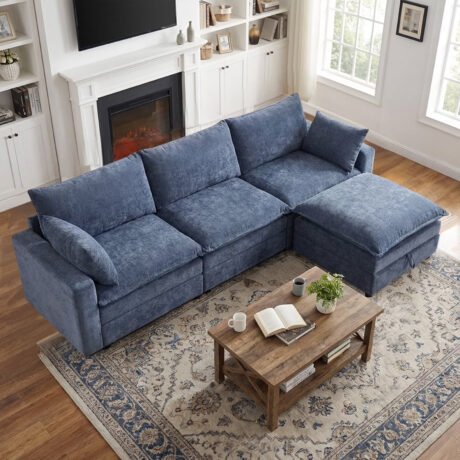 Modern L-Shaped Sectional with Ottoman