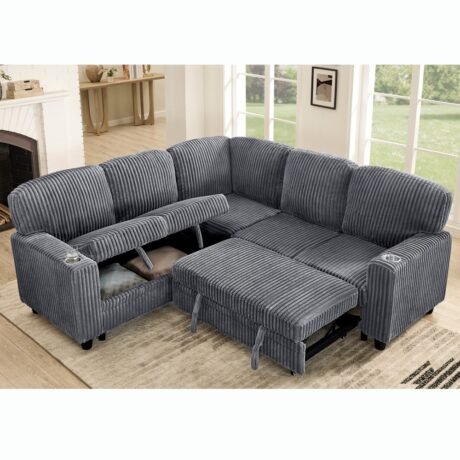 5-Seat Modern Sleeper Sofa with USB Ports