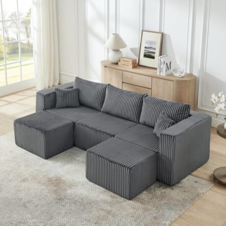 Oversized Modular Sectional in Corduroy