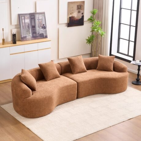 110" Curved Sleeper Sofa in Chenille