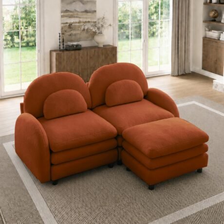 Cloud Loveseat in Teddy Fleece