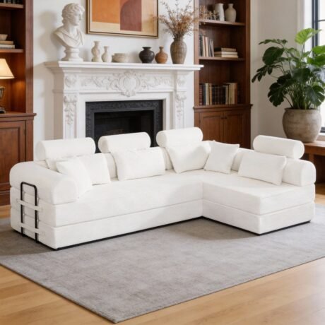 Modern L-Shaped Sectional in Corduroy